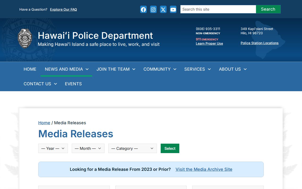 Hawaiʻi County HPD media-release page for wanted-person notices
